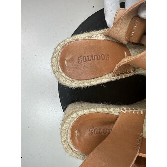 Soludos Women's Minorca Wedge Sandal Platform Leather Espadrille Brown Sz 8 - Picture 4 of 8